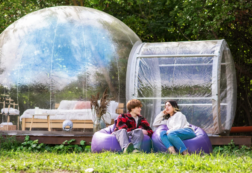 sleeping in a bubble tent